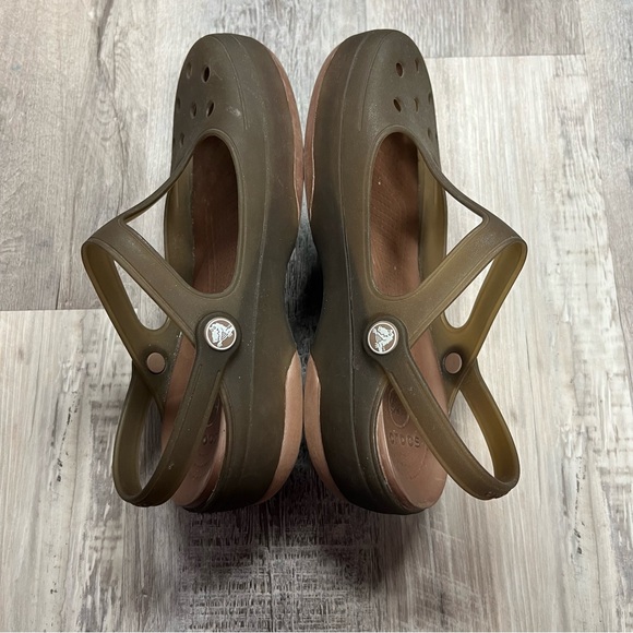 Crocs Sandals Clogs Womens Size 8 Carlie Mary Jane T Strap Translucent Green - Picture 5 of 8